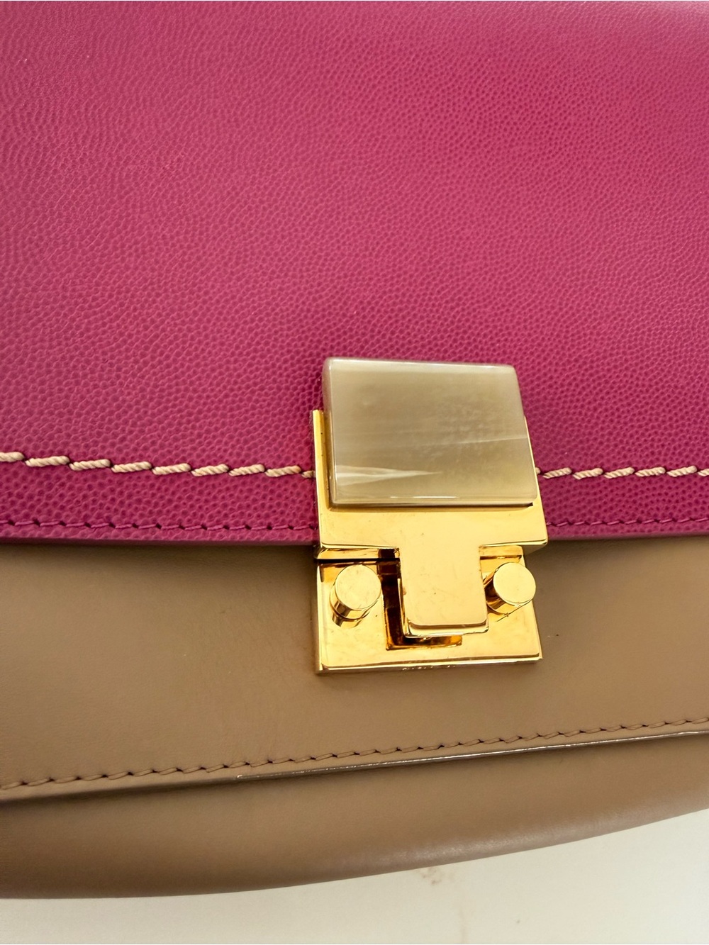 Lanvin Pink and Tan Shoulder Crossbody with Gold Hardware - Picture 9 of 10